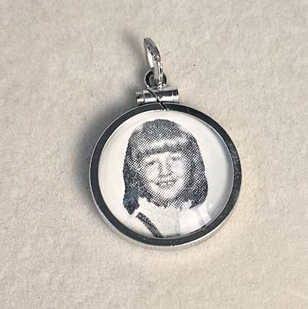 Beau Vintage Sterling Silver Bubble Dome Glass Locket Pendant Round Photo 925